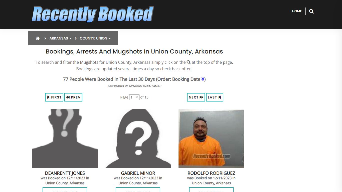 Recent bookings, Arrests, Mugshots in Union County, Arkansas